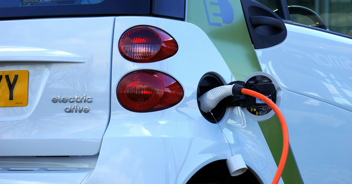 An image showing an electric car charging