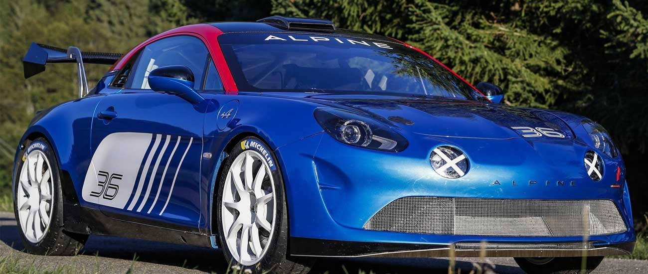 Blue Alpine a110 Rally Car