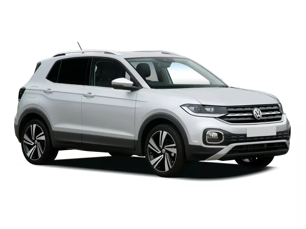 Silver Volkswagen T-Cross: A sophisticated crossover with a sleek silver finish, blending style and practicality.