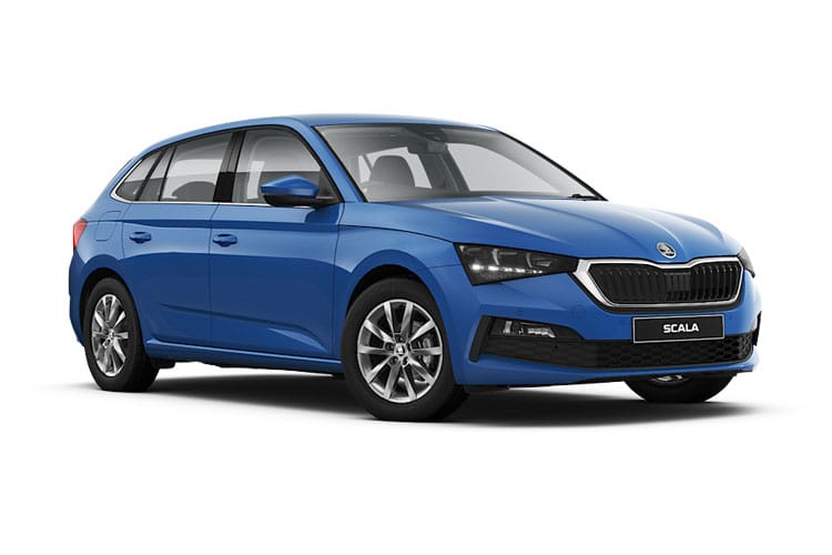 Blue Skoda Scala: A sleek hatchback with a distinctive blue exterior, offering style and practicality in one package.