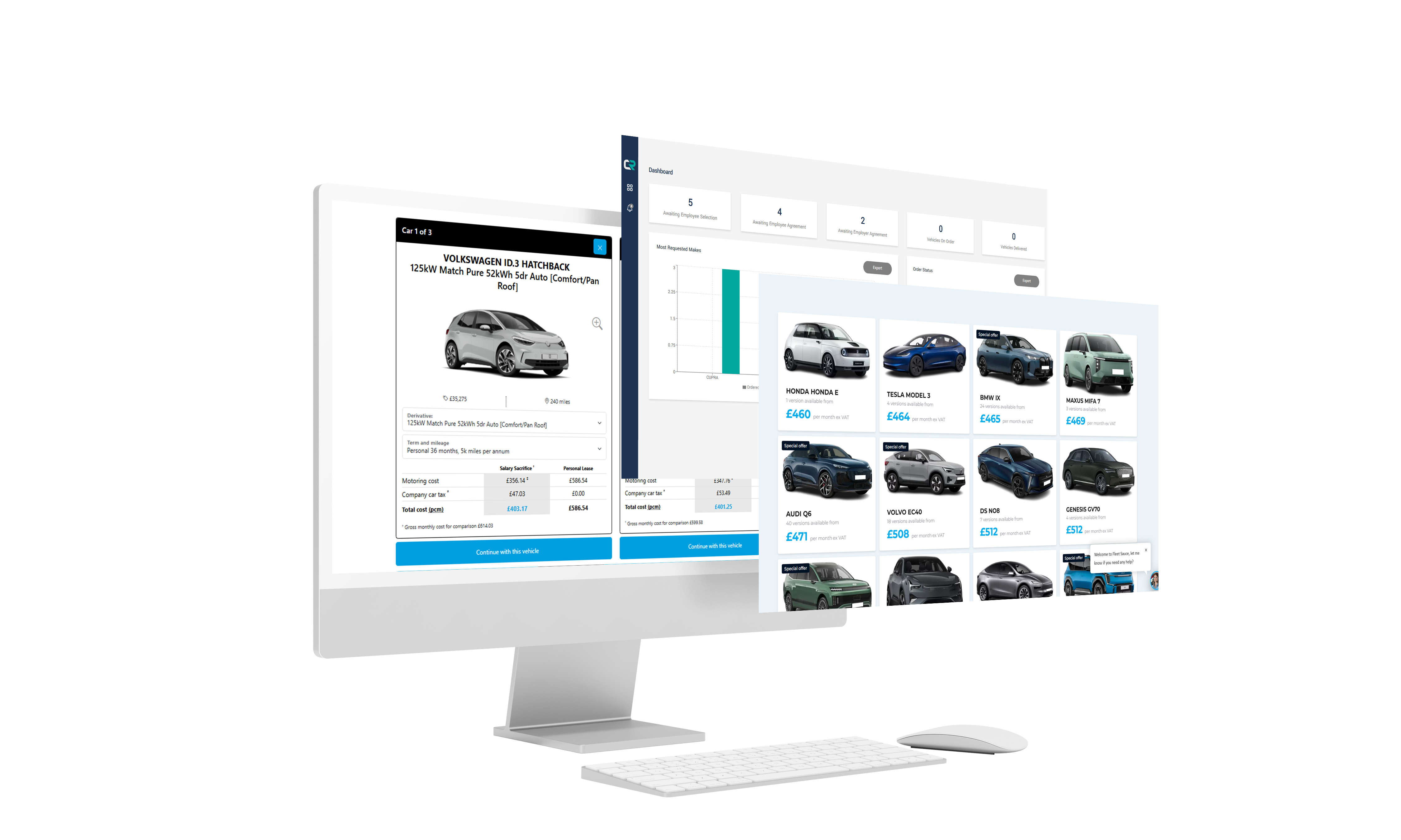Desktop screen with car portal