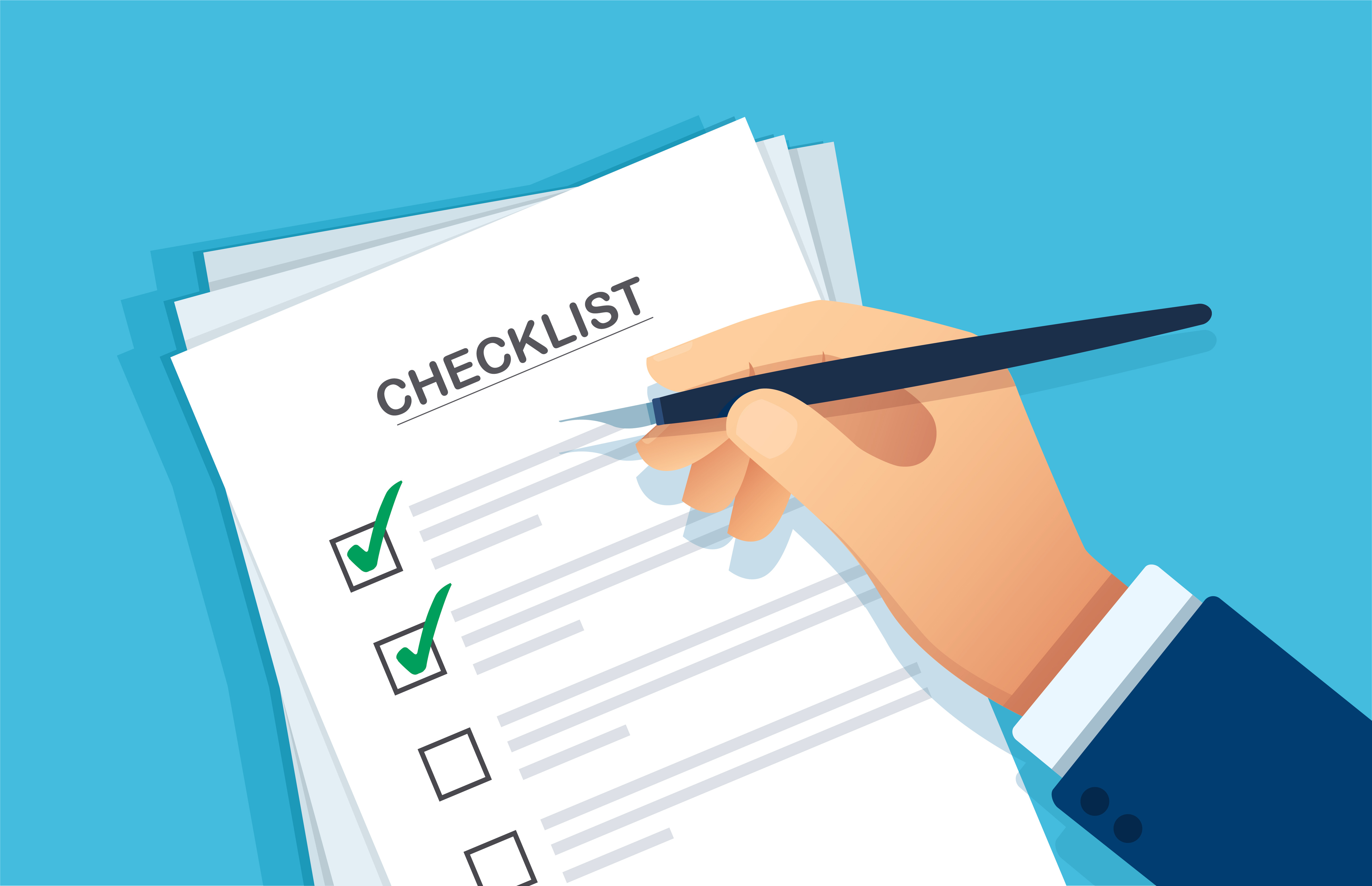 A checklist being ticked.