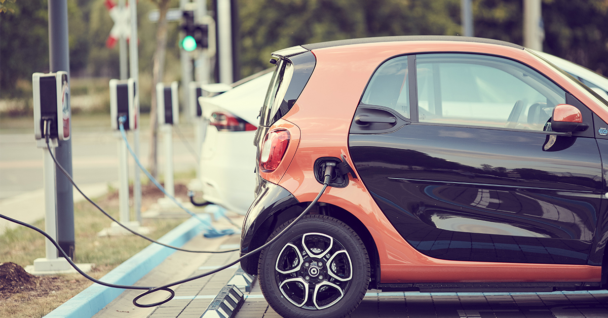 An image showing an electric car charging