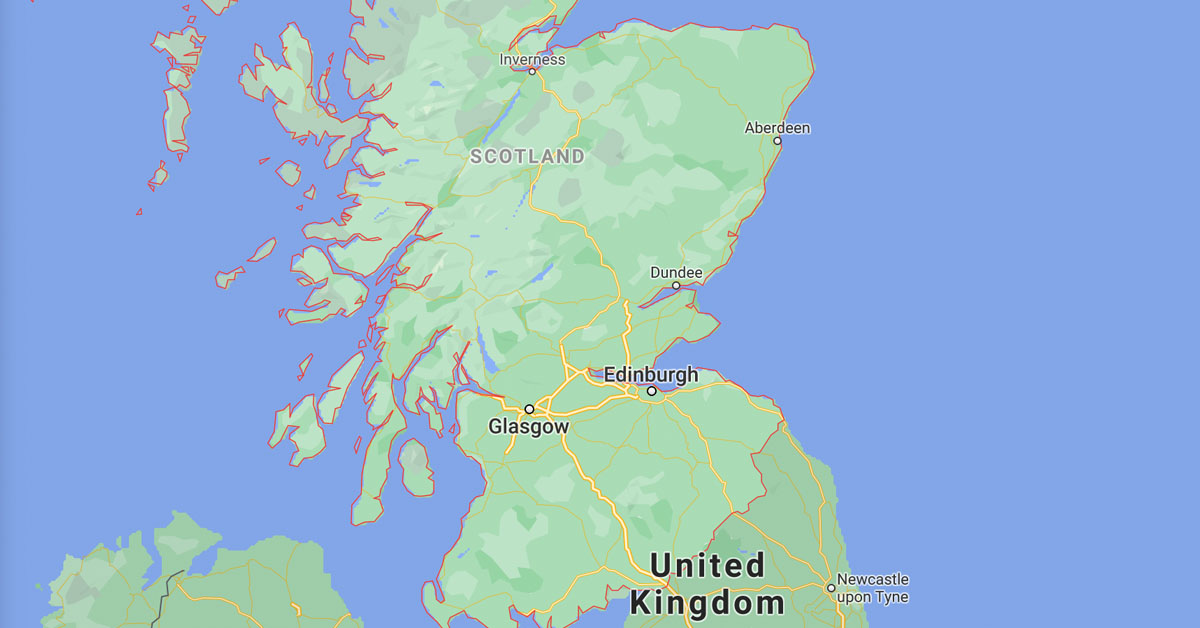 An image showing a map of Scotland in the United Kingdom