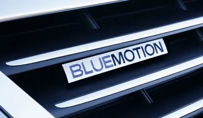 An image showing the Bluemotion Technology logo on a Volkswagen