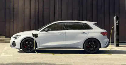 The new 2024 Audi A3 Sportback 40 TFSI e being charged