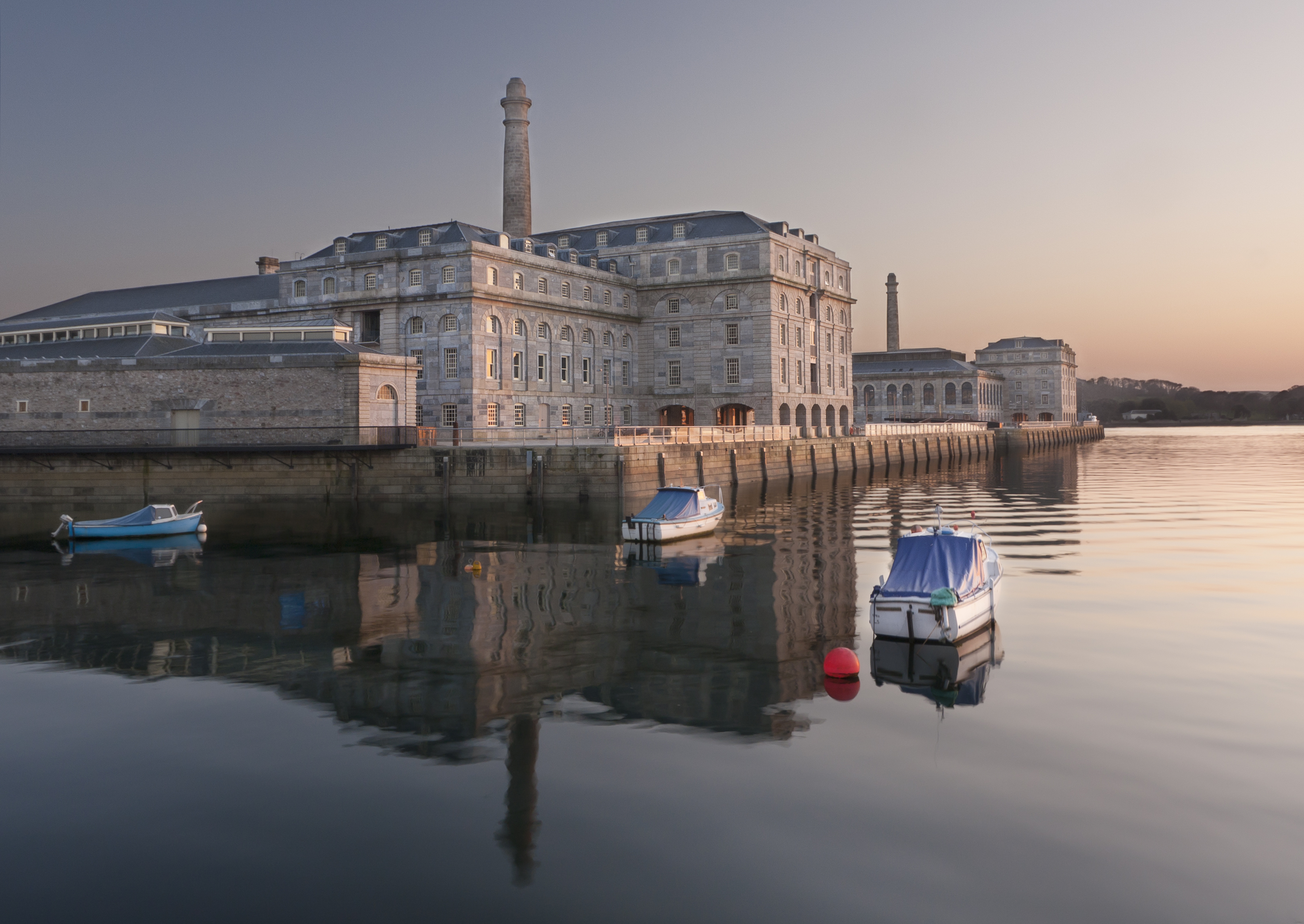 royal william yard in plymouth at sunset