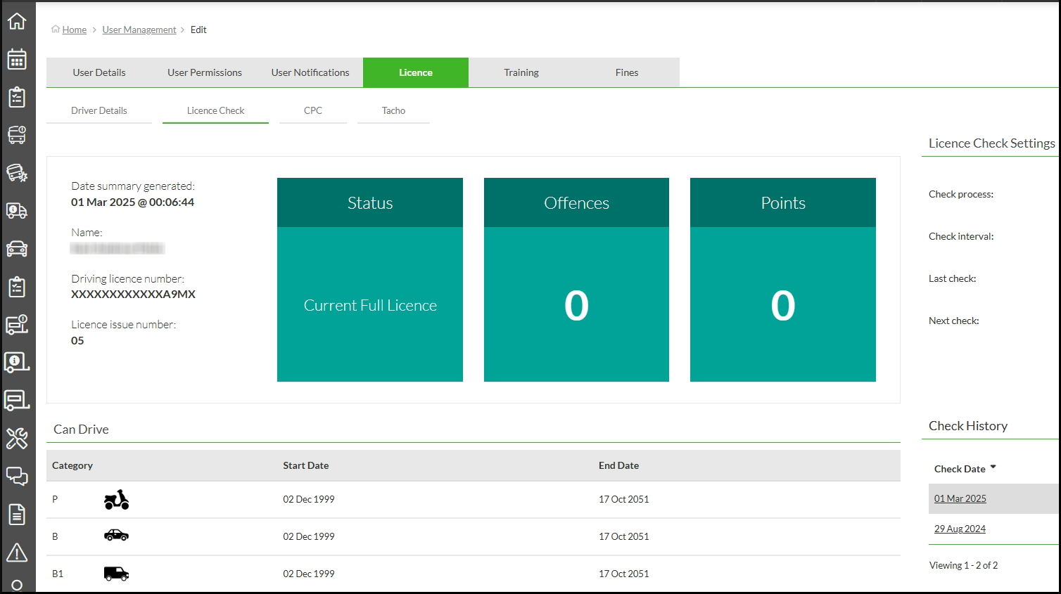 Advanced licence checking