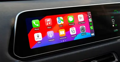 An image showing the GWM ORA 03 dashboard touchscreen with Apple CarPlay showing