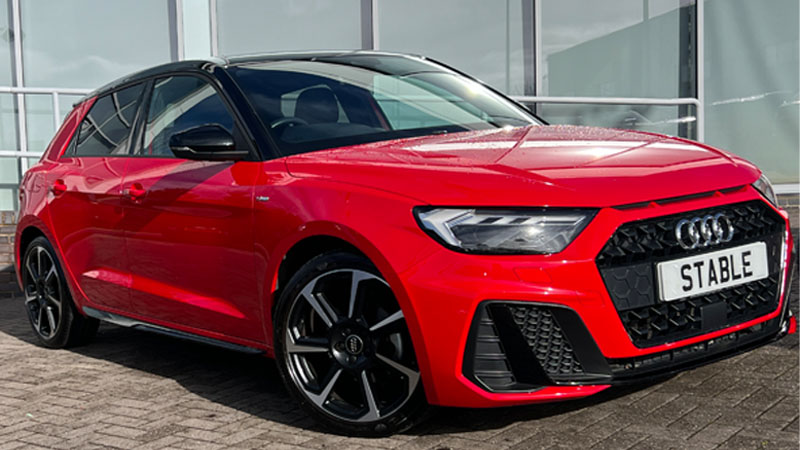 An image of a 2024 Audi A1 Sportback S Line in Misano Red Metallic paint