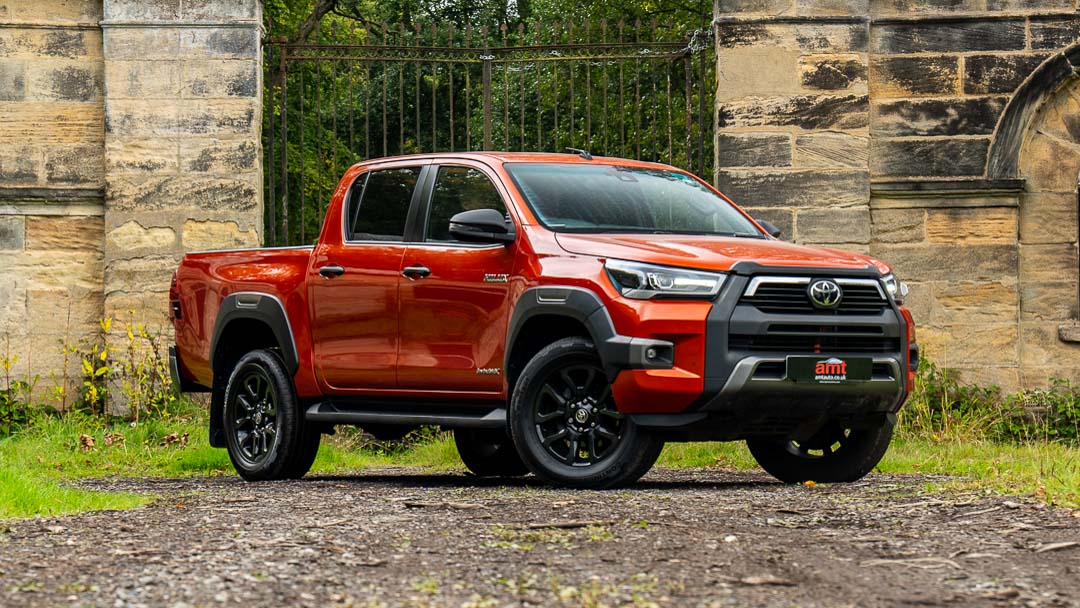 Used Toyota Hilux pick-up available for lease at AMT Auto, combining rugged durability with dependable off-road capability.