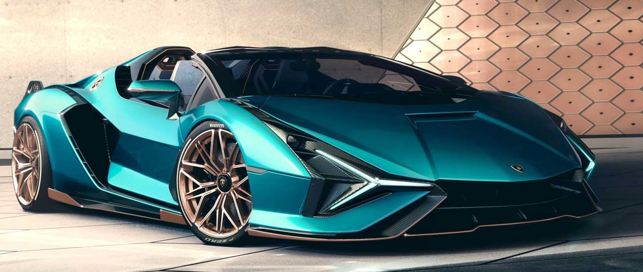 Blue Lamborghini Sian Roadster