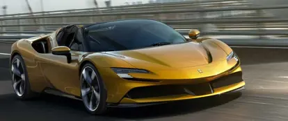 Yellow Ferrari sf90 Spider