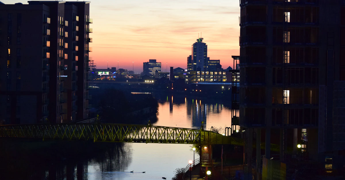 An image showing Manchester city centre and River Irwell