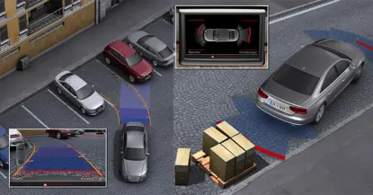 An image showing the Parking Assist With Parking System Plus, a part of the Audi Comfort & Sound Pack