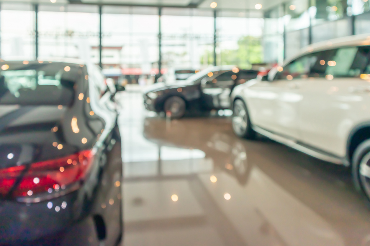 cars in showroom