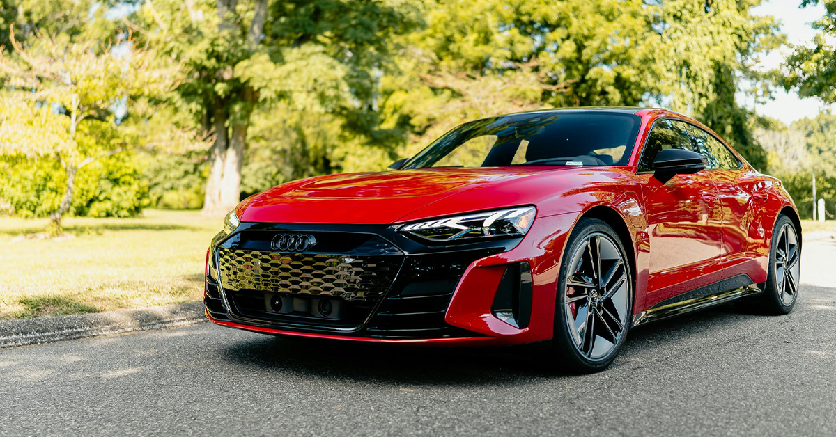 An image showing an Audi e-tron GT in red